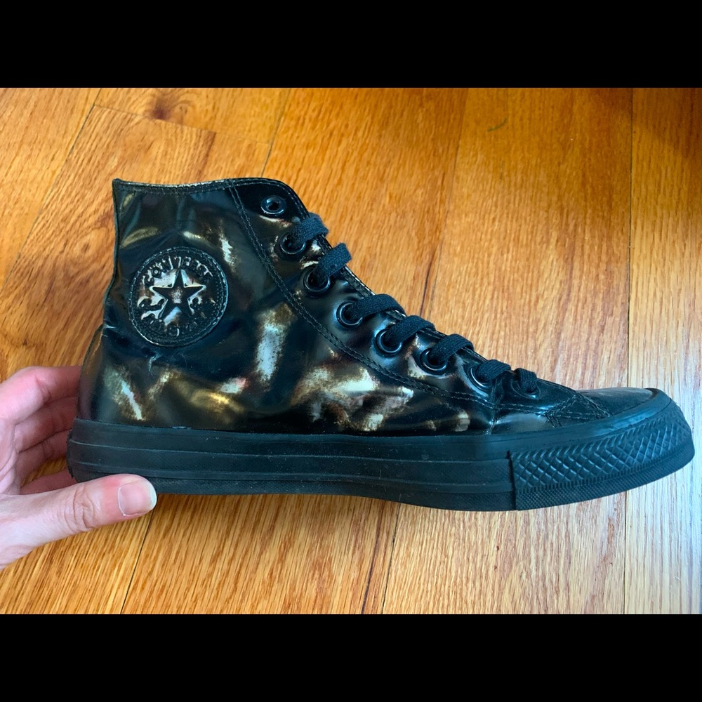 Cool Converse with silver distressed/graffiti look